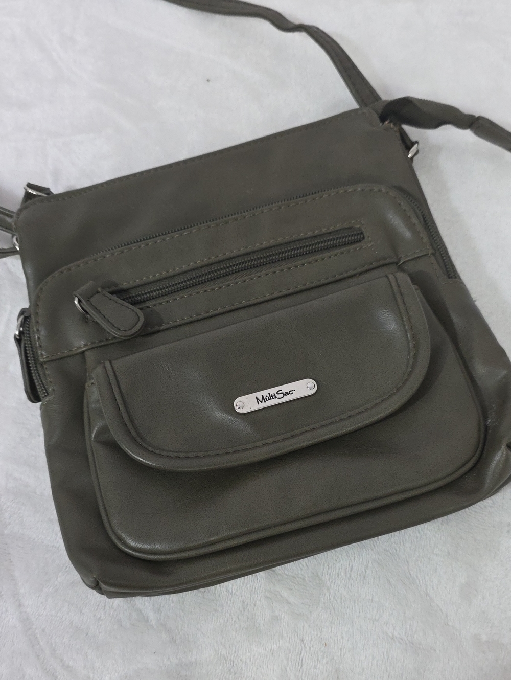 MultiSac Organizer Crossbody Bag Olive Green Multi Pocket Adjustable Strap
